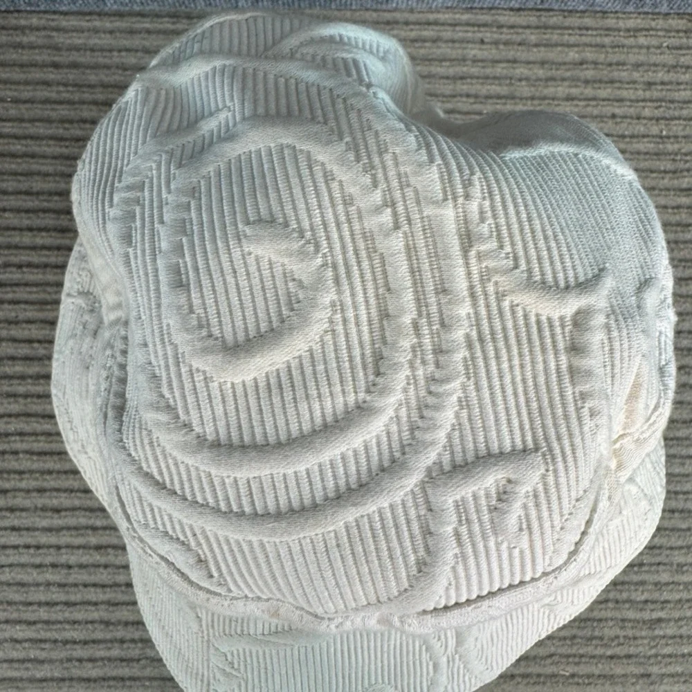 Vintage Textured Jacquard Bucket Hat Cream Swirl Pattern Bohemian Retro Hat